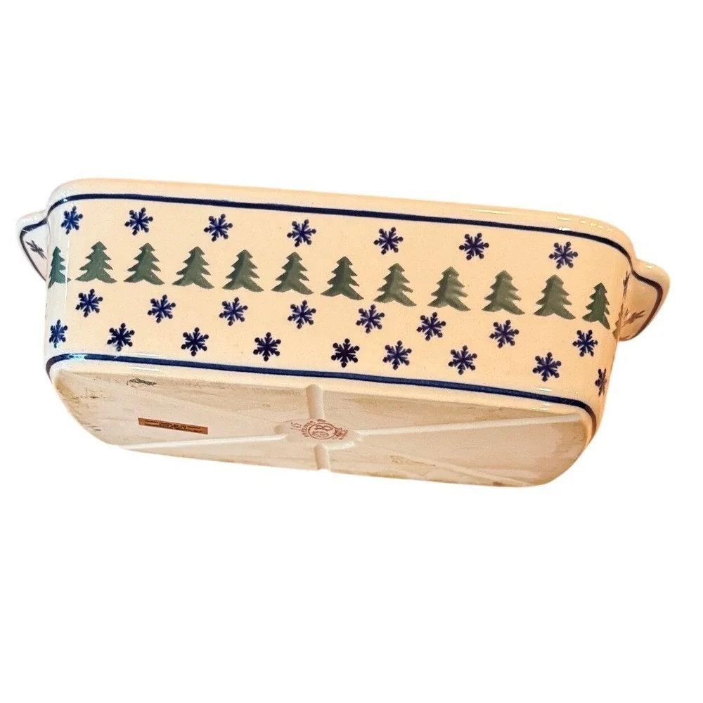 Boleslawiec Polish‎ Pottery Loaf Pan Christmas Tree Snowflake Stoneware 145